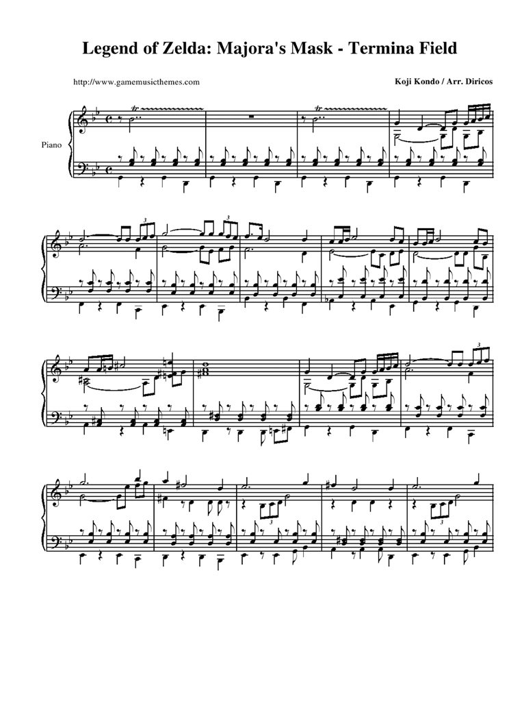 Zelda - Majora - Termina Field钢琴曲谱（图1）