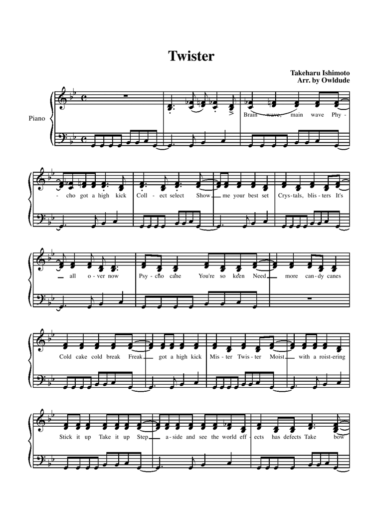 Twister钢琴曲谱（图1）