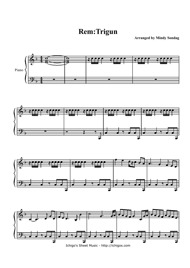 Trigun - Rem钢琴曲谱（图1）