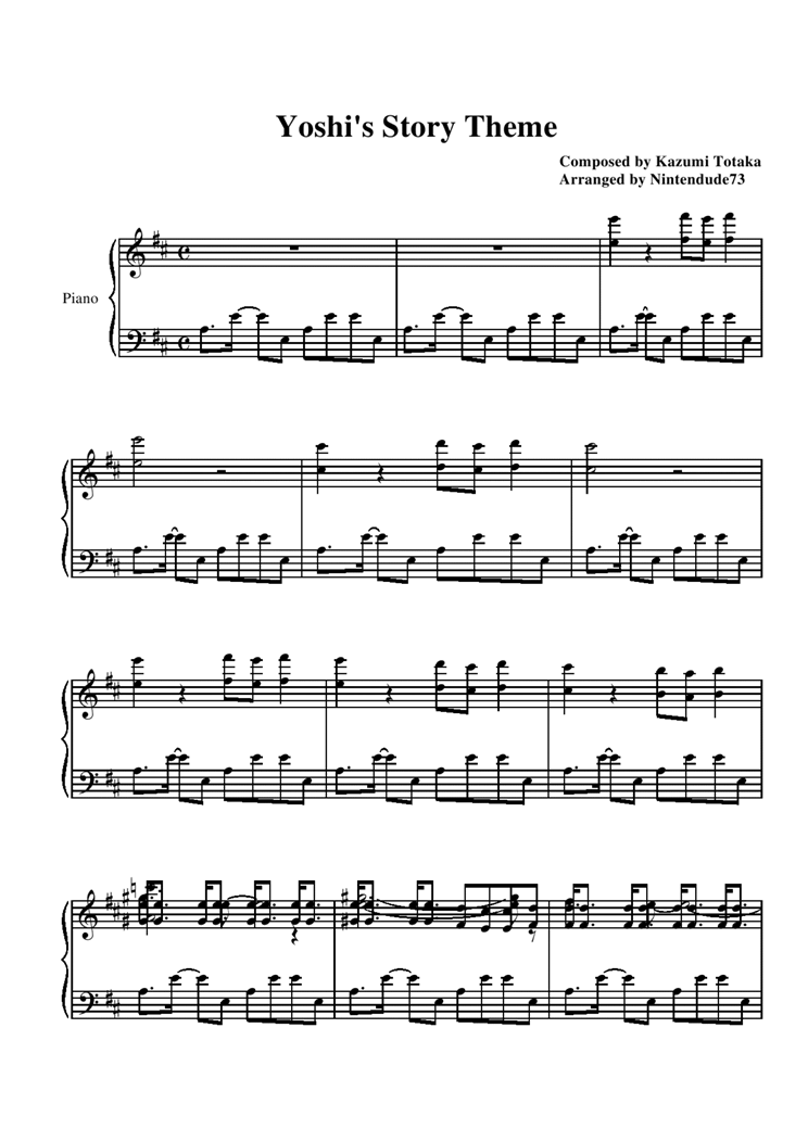 Yoshi Story - Main Theme钢琴曲谱（图1）