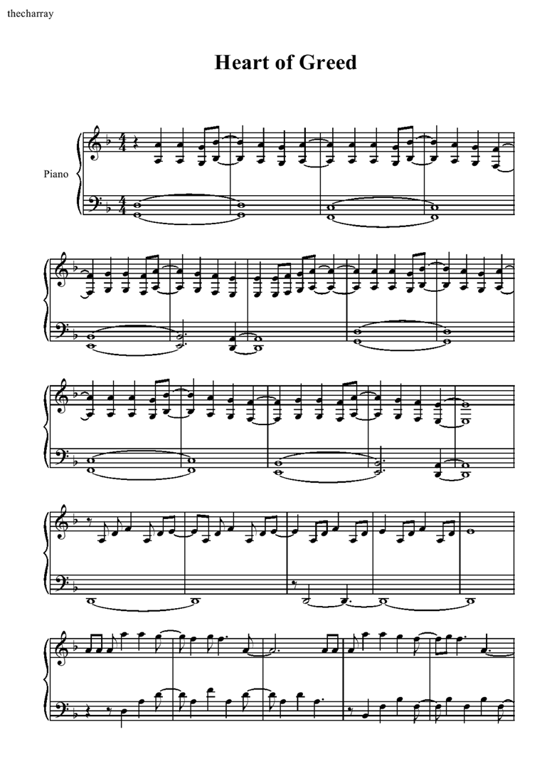 Heart of Greed钢琴曲谱（图1）