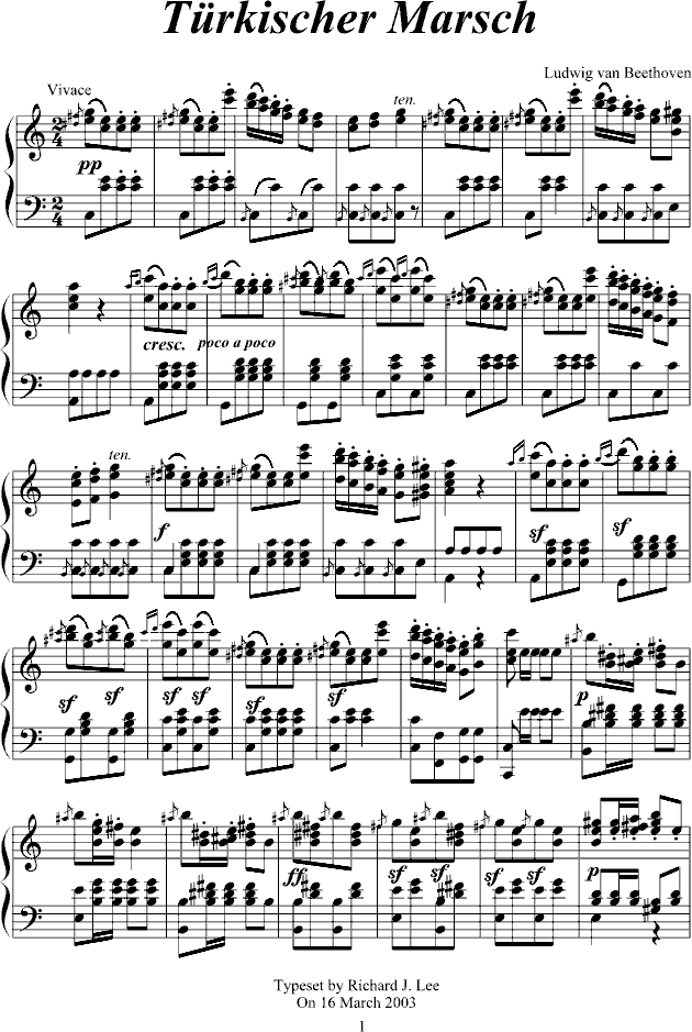贝多芬《土耳其进行曲》钢琴曲谱（图1）