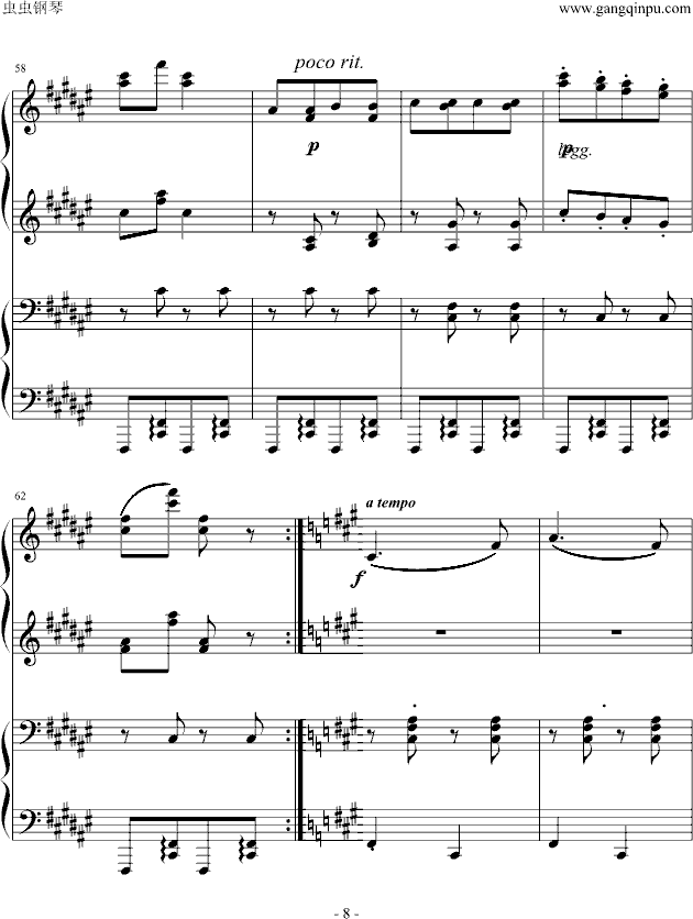 《匈牙利舞曲第5号》四手联弹钢琴曲谱（图8）