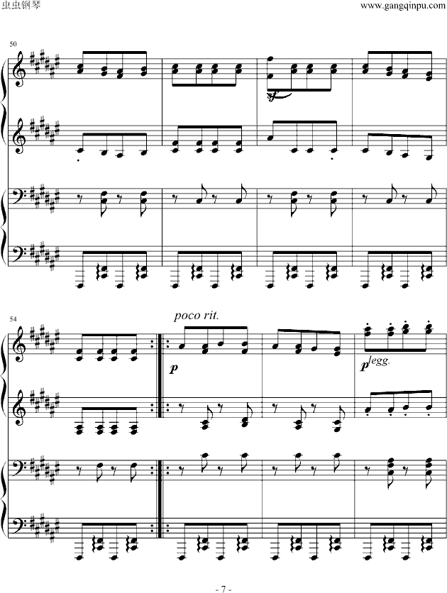 《匈牙利舞曲第5号》四手联弹钢琴曲谱（图7）