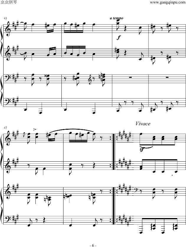 《匈牙利舞曲第5号》四手联弹钢琴曲谱（图6）