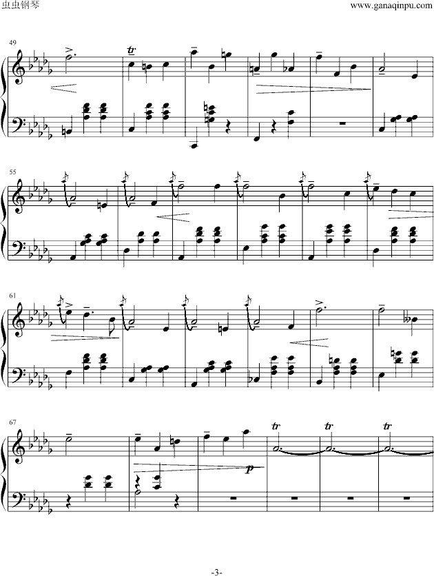 降D大调华丽圆舞曲钢琴曲谱（图3）