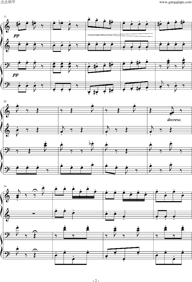 拨奏波尔卡舞曲（四手联弹）钢琴曲谱（图2）