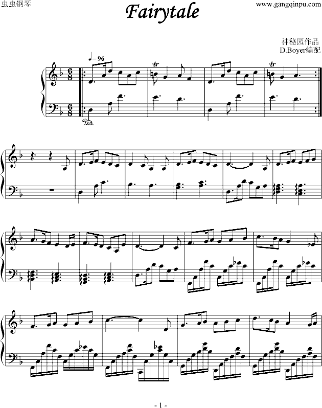 Fairytale钢琴曲谱（图1）