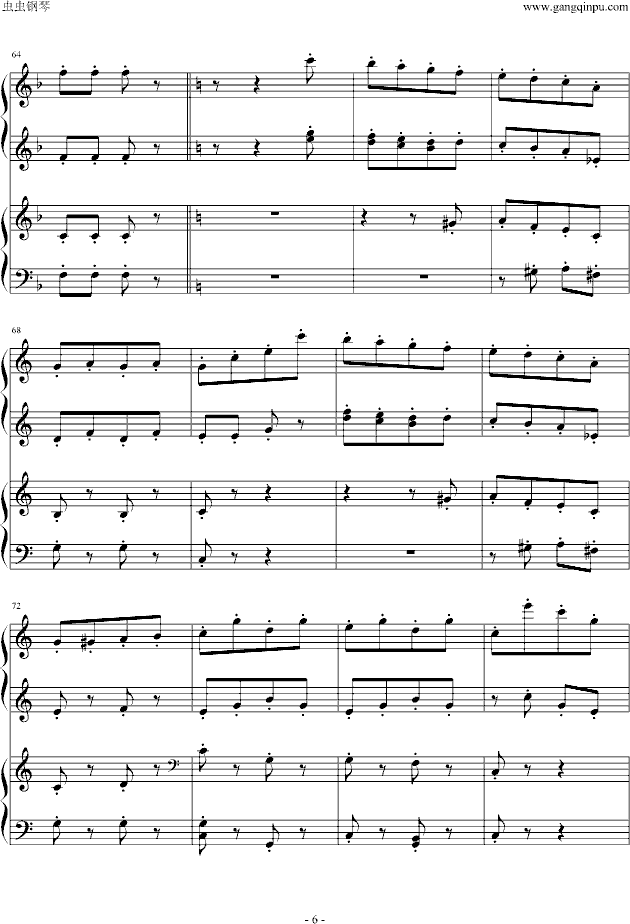拨奏波尔卡舞曲（四手联弹）钢琴曲谱（图6）