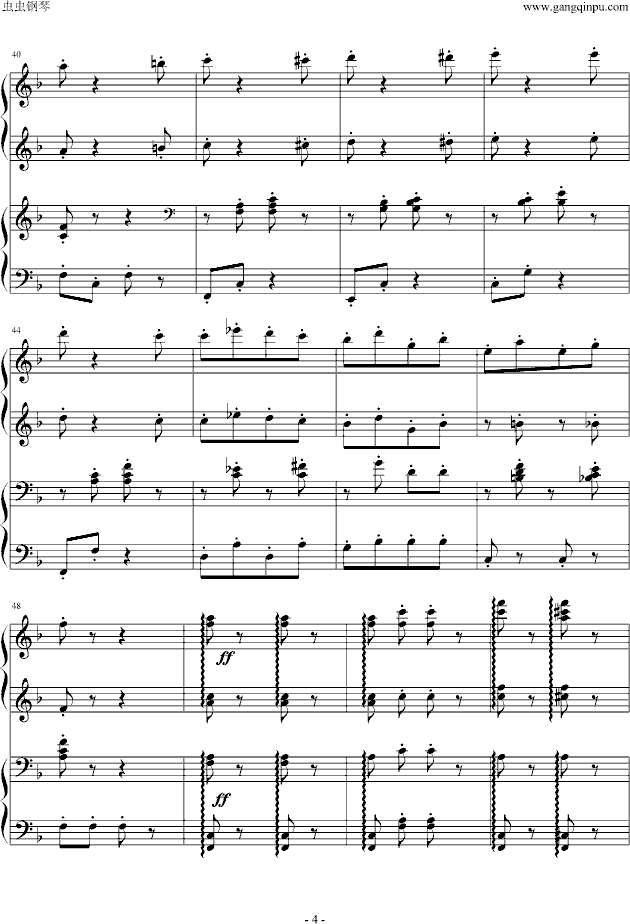 拨奏波尔卡舞曲（四手联弹）钢琴曲谱（图4）