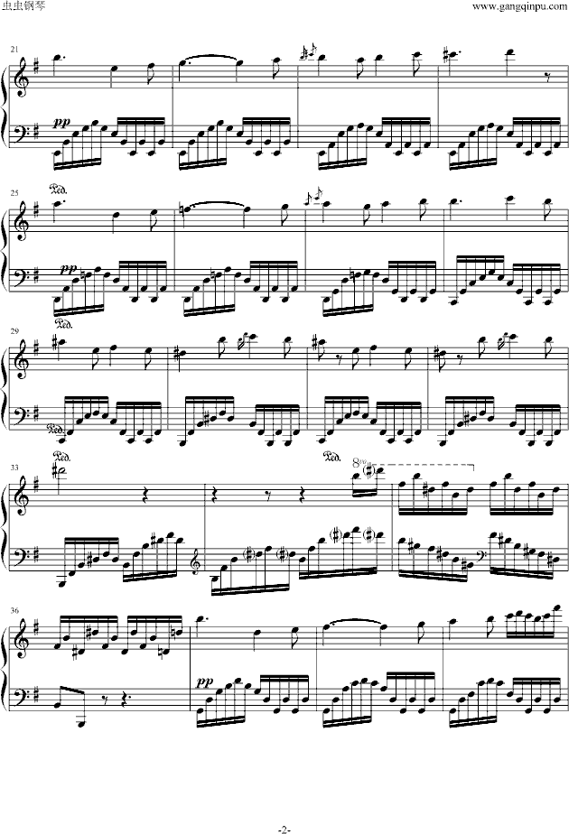 自然的行板钢琴曲谱（图2）