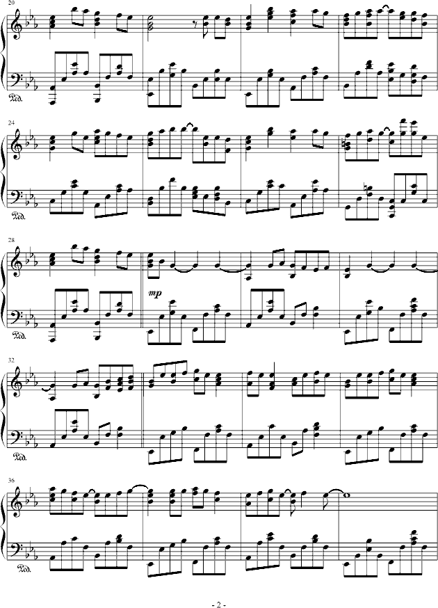 《晴天娃娃》钢琴演奏进阶版钢琴曲谱（图2）