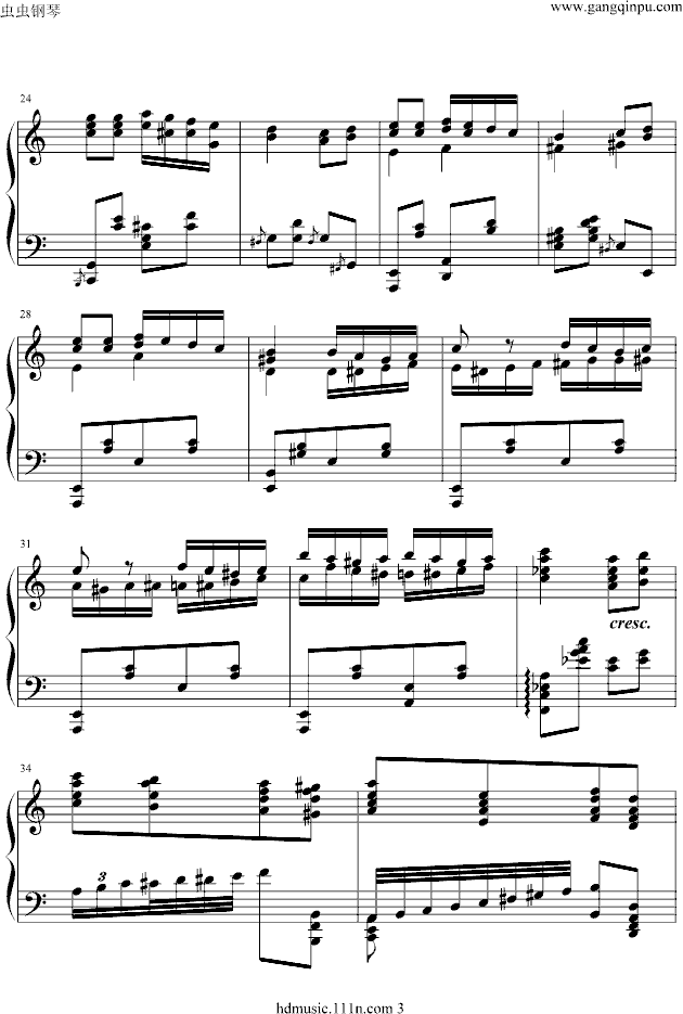 《土耳其进行曲》原版钢琴曲谱（图3）
