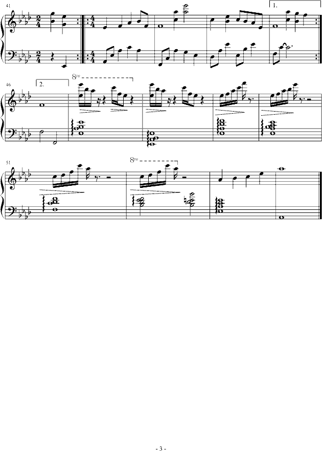 《千年等一回》的抒情慢拍钢琴演奏钢琴曲谱（图3）