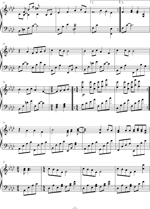 《千年等一回》的抒情慢拍钢琴演奏钢琴曲谱（图2）