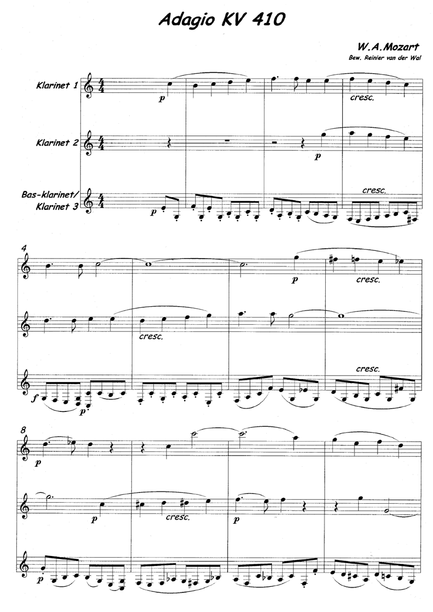 adagio kv 410钢琴曲谱（图1）