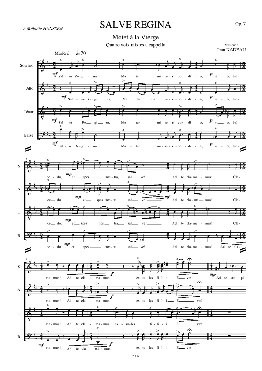 nadeau jean salve regina钢琴曲谱（图1）