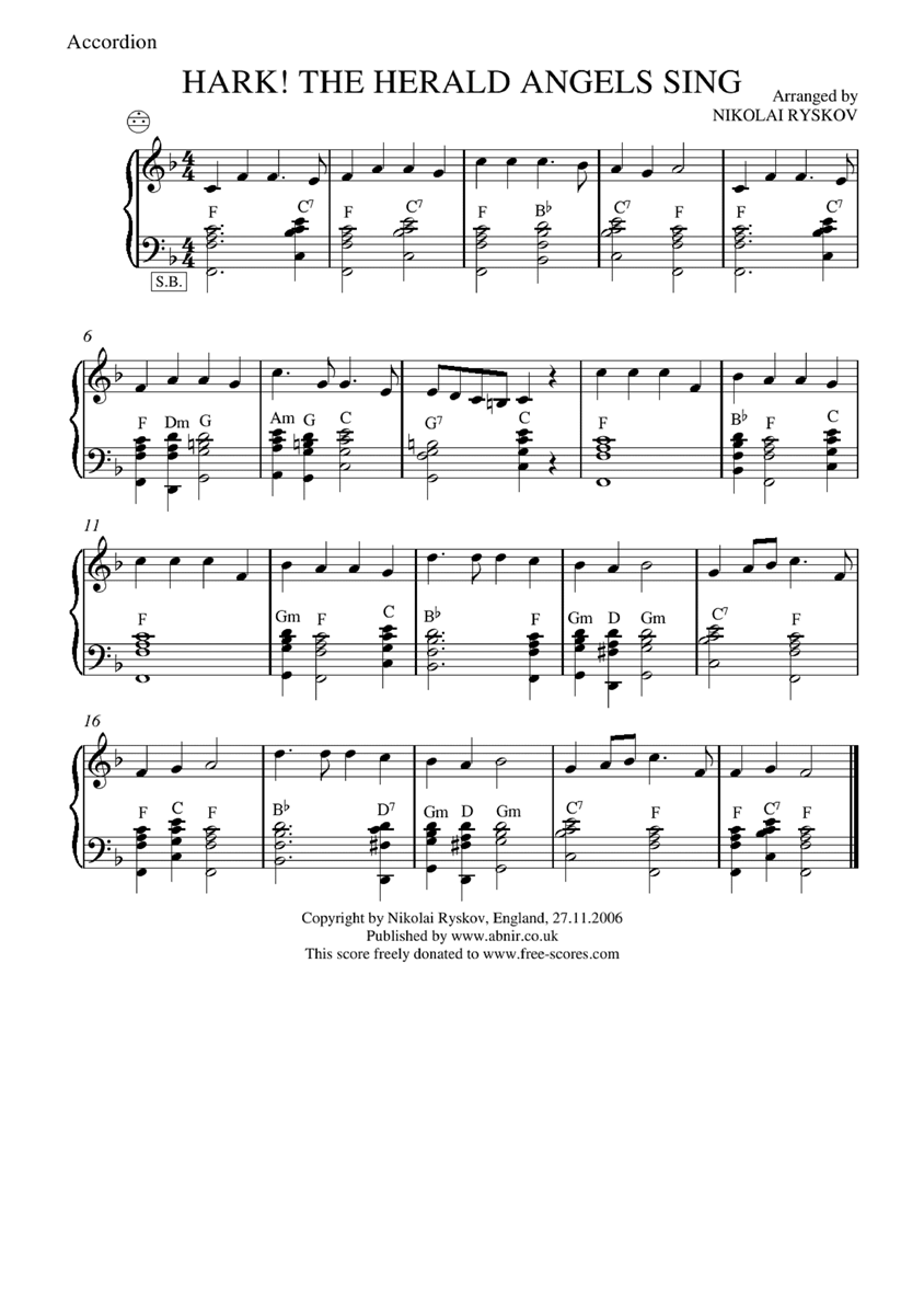 Hark-the-herald-angels-sing钢琴曲谱（图1）