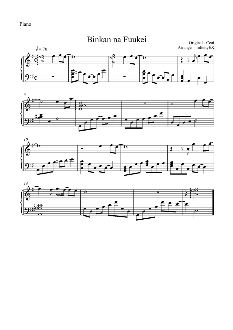 Binkan na Fuukei钢琴曲谱（图1）