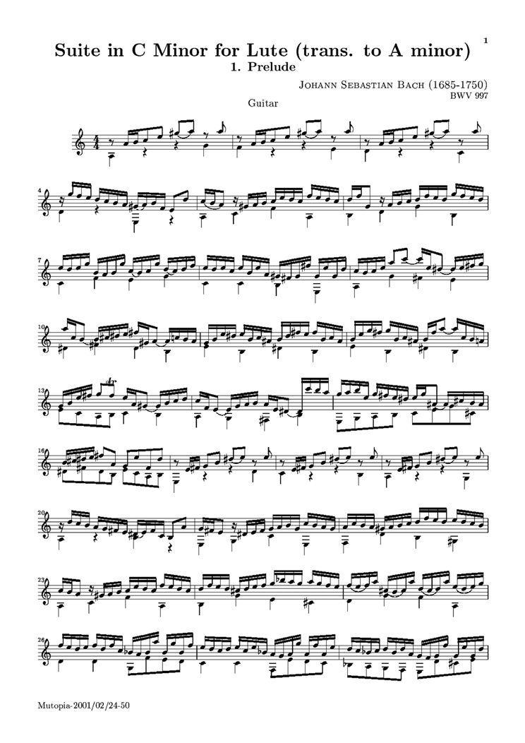 suite in C Minor for lute钢琴曲谱（图1）