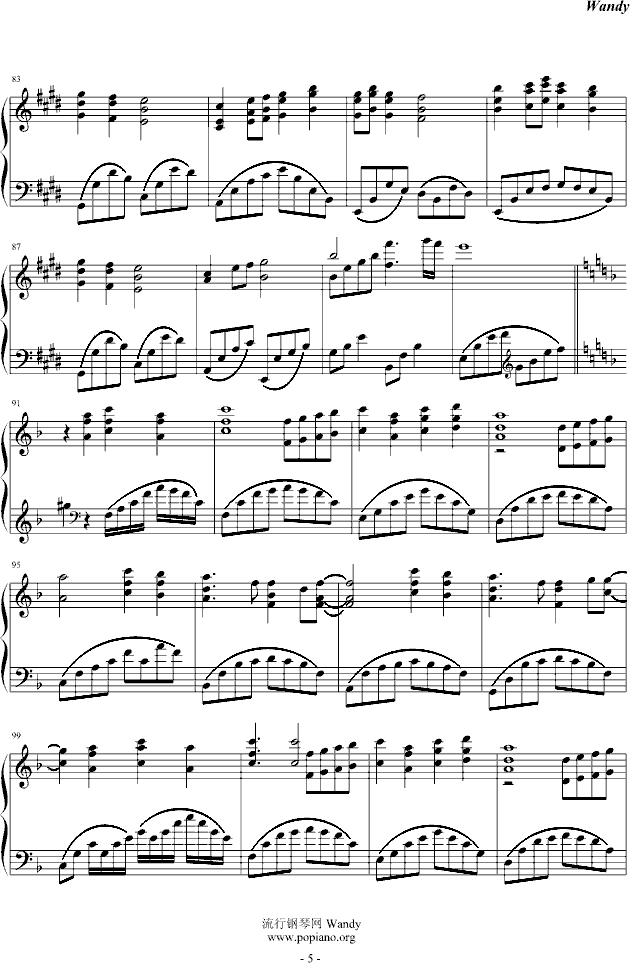 《永远的朋友》钢琴演奏版钢琴曲谱（图5）