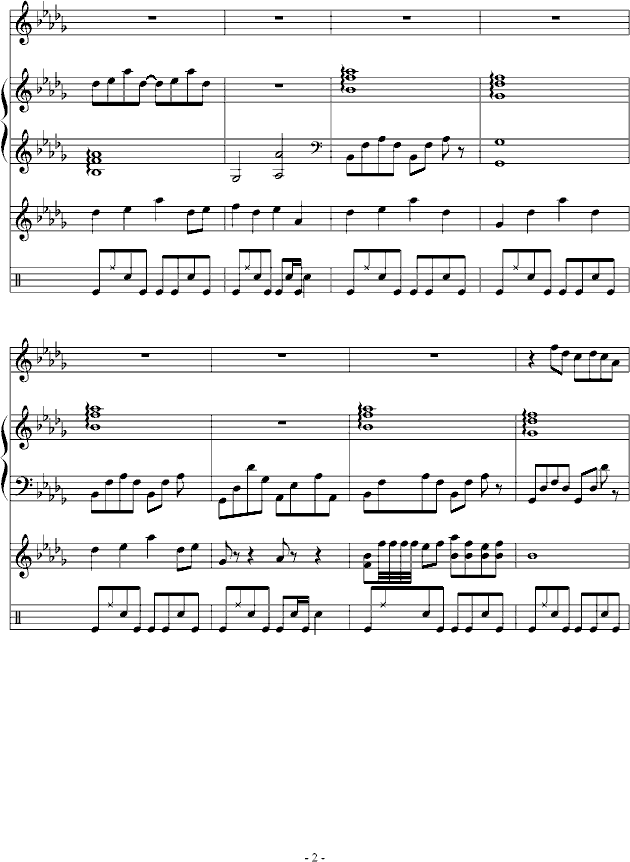 雨荡残阳钢琴曲谱（图2）