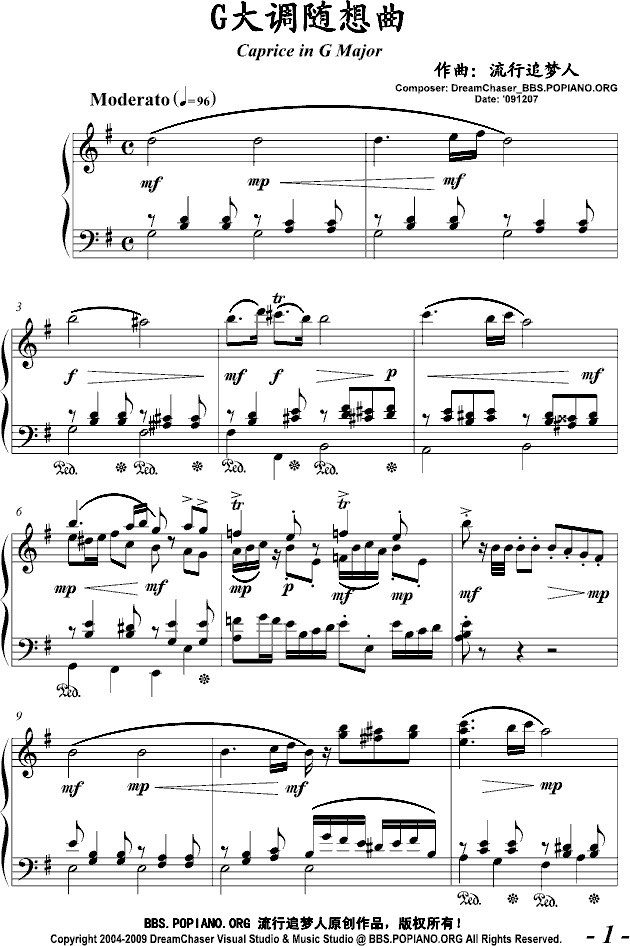 Caprice in G Major钢琴曲谱（图1）