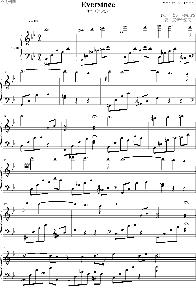 Eversince钢琴曲谱（图1）