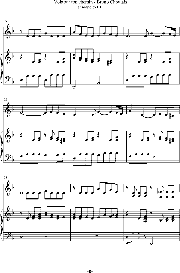 Vois sur ton chemin 眺望你的路钢琴曲谱（图3）