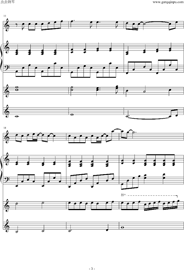 枫（键盘版）钢琴曲谱（图3）