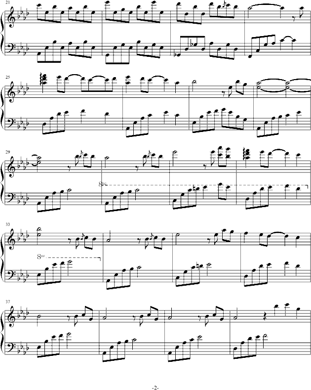 雪梅的飘零钢琴曲谱（图2）