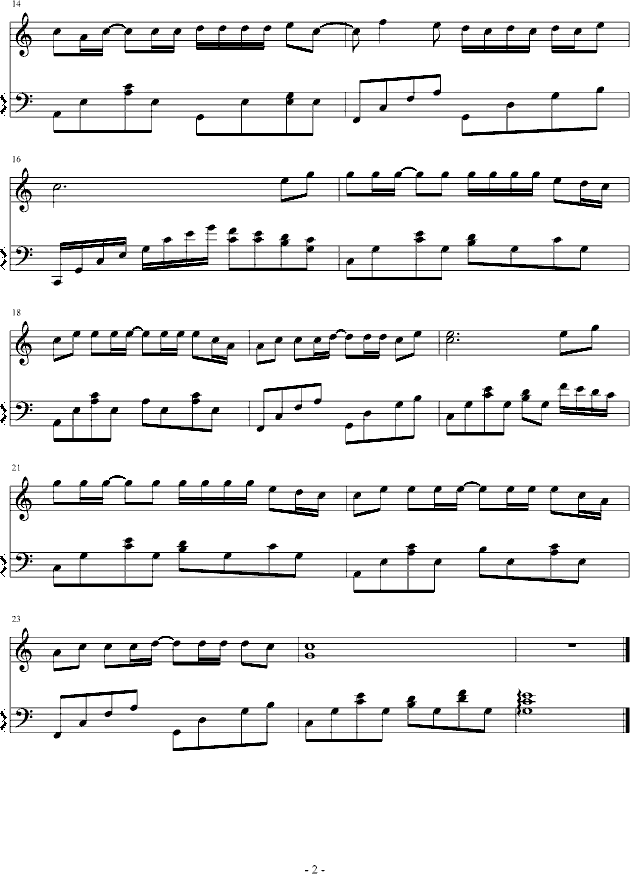 稻香（C调版）钢琴曲谱（图2）