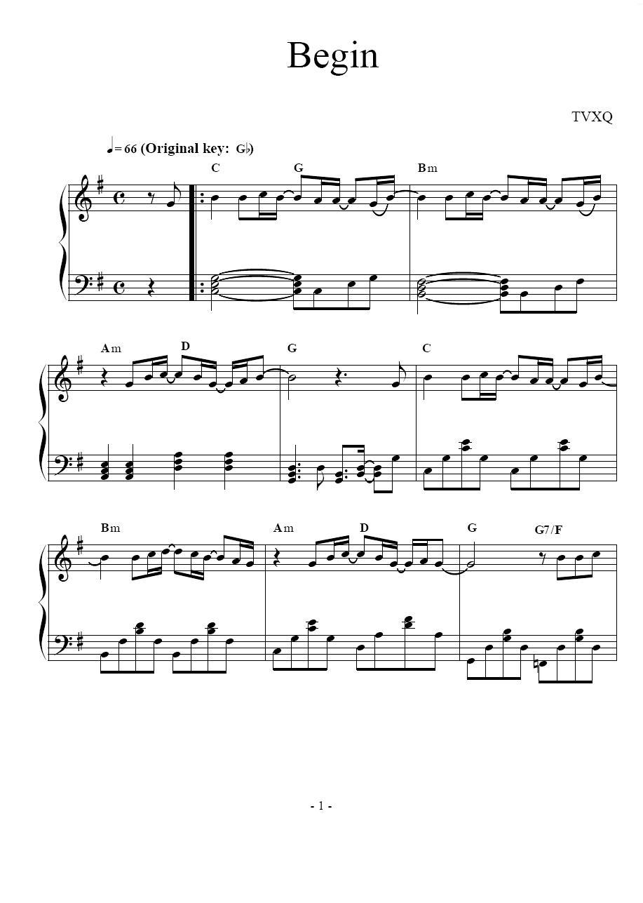 Begin钢琴曲谱（图1）