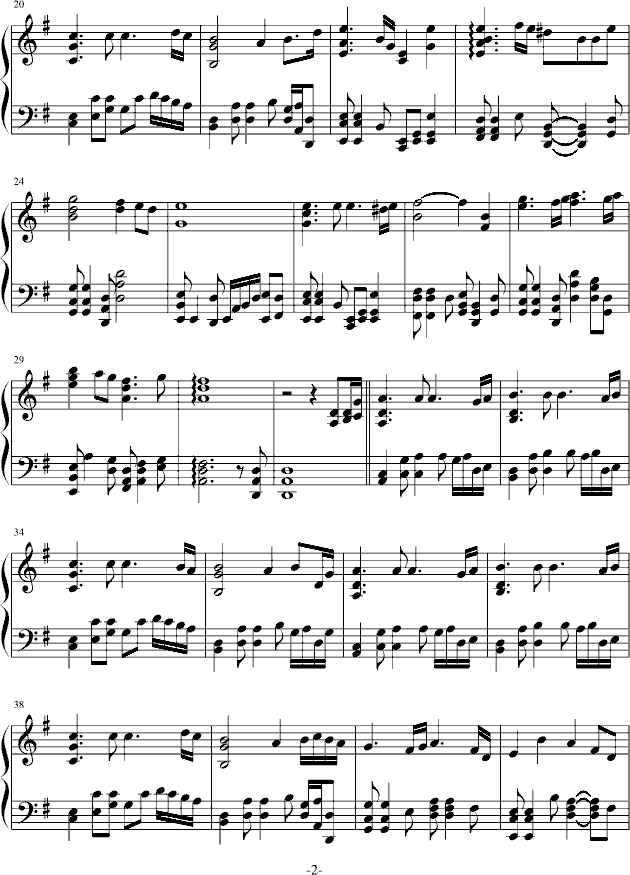 秋色的风钢琴曲谱（图2）