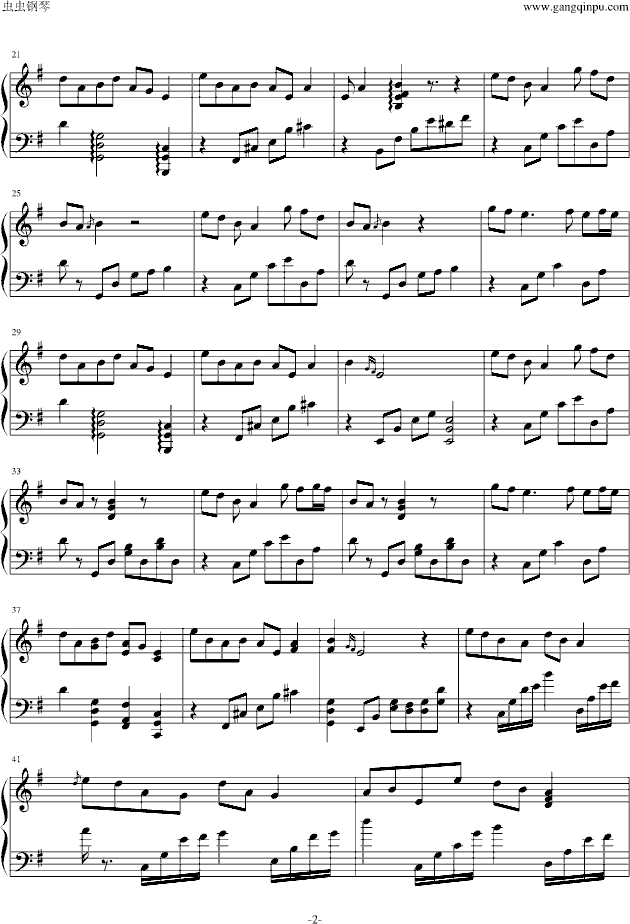 飞雪玉花——《秦时明月》OST插曲钢琴曲谱（图2）