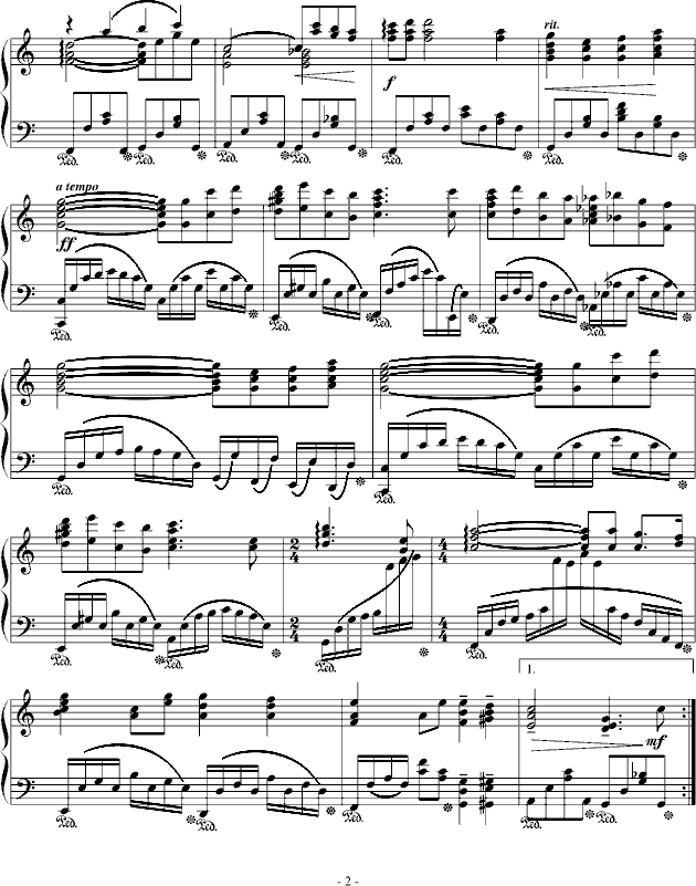 《幽灵公主》插曲钢琴曲谱（图2）