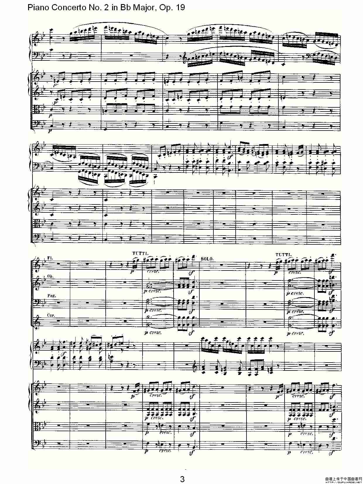 Bb大调钢琴第二协奏曲 Op. 19 第三乐章钢琴曲谱（图2）