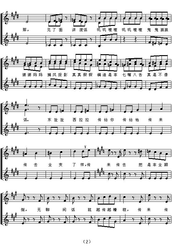 闲聊波尔卡（二部合唱 [五线谱]）钢琴曲谱（图2）