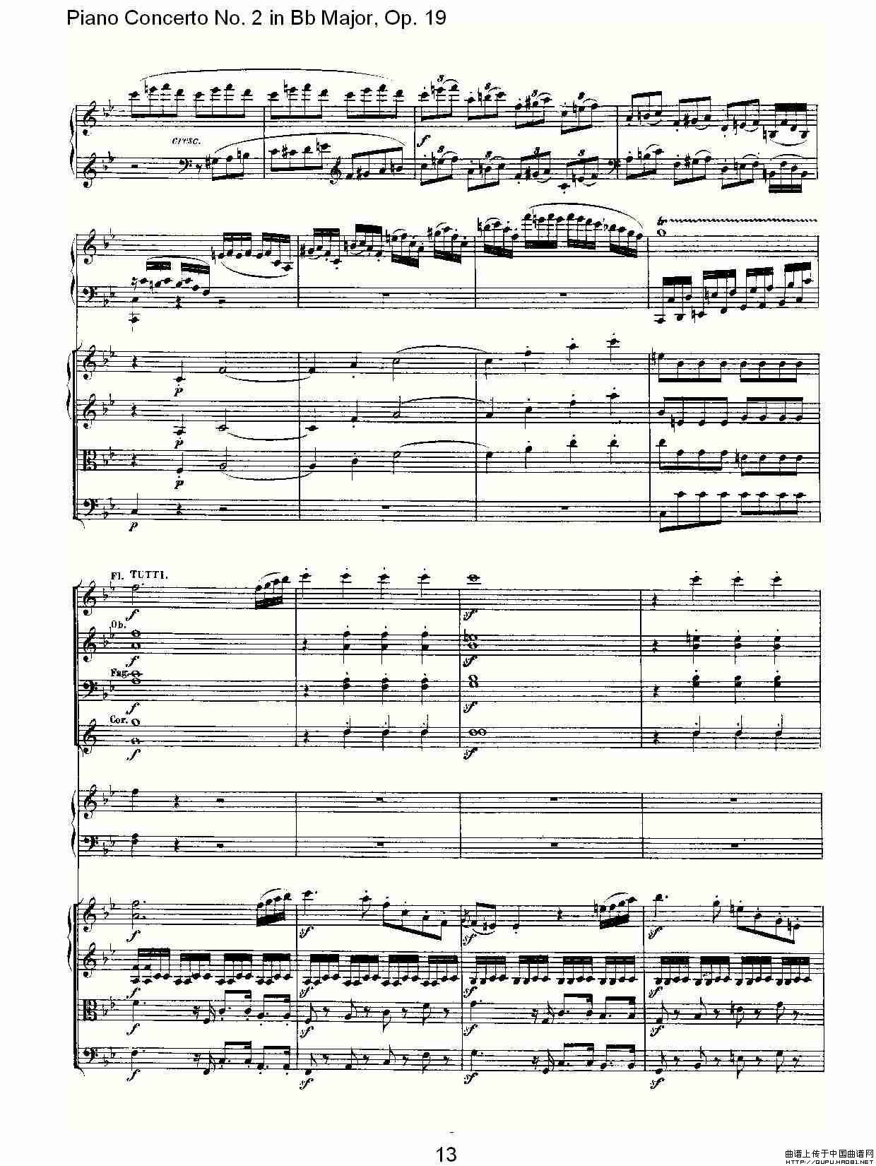 Bb大调钢琴第二协奏曲 Op. 19 第一乐章钢琴曲谱（图7）