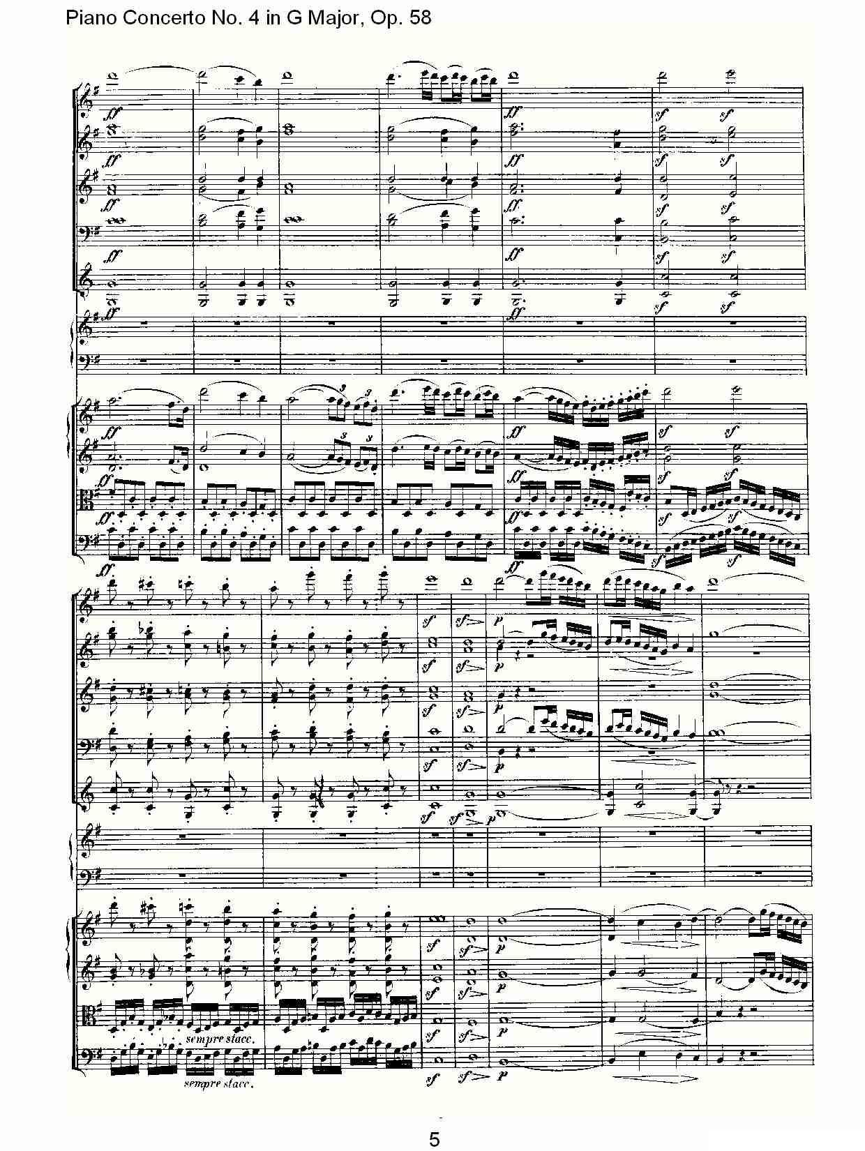 Ｇ大调钢琴第四协奏曲 Op.58 第一乐章钢琴曲谱（图5）
