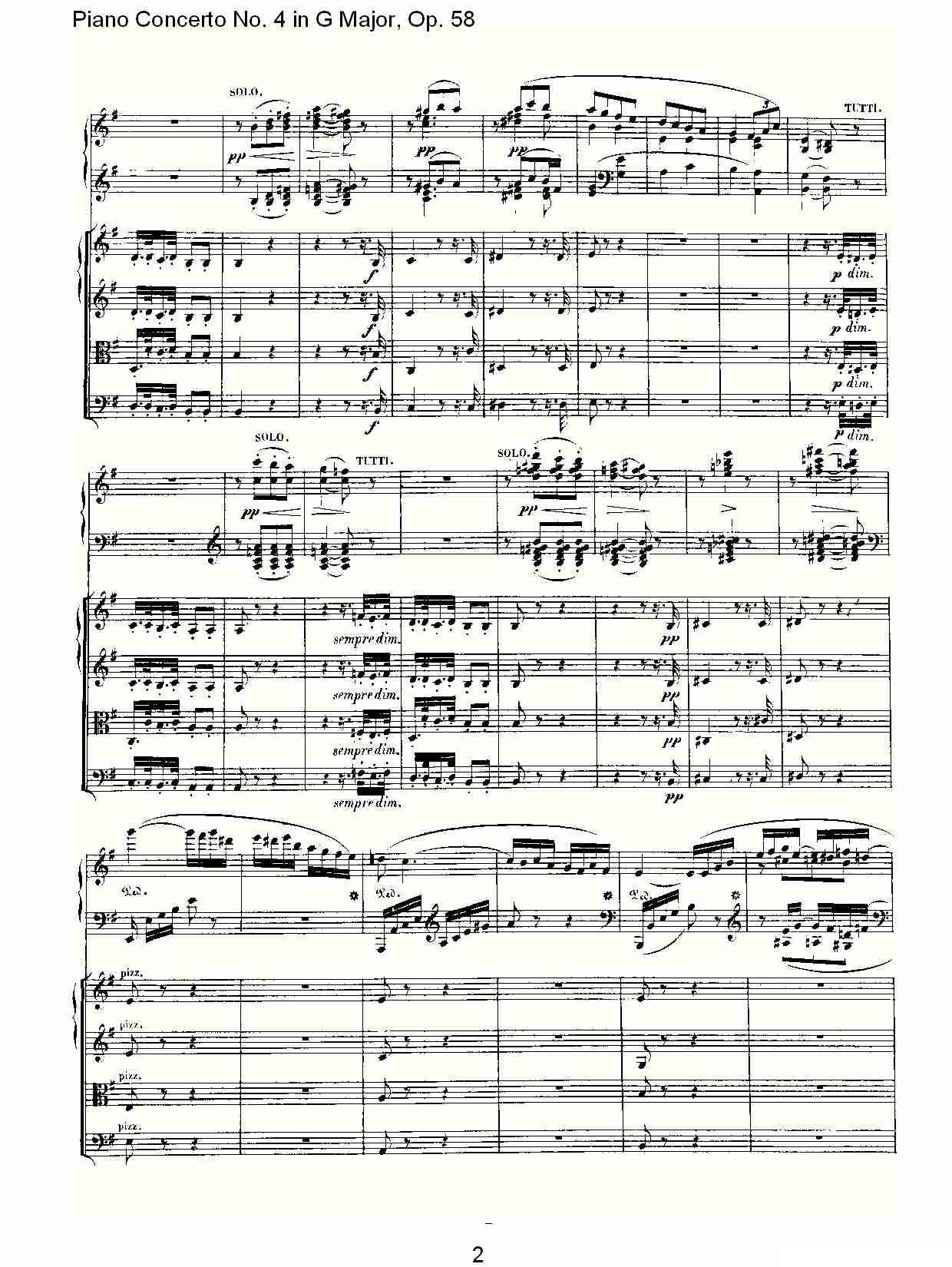 Ｇ大调钢琴第四协奏曲 Op.58 第二乐章钢琴曲谱（图2）