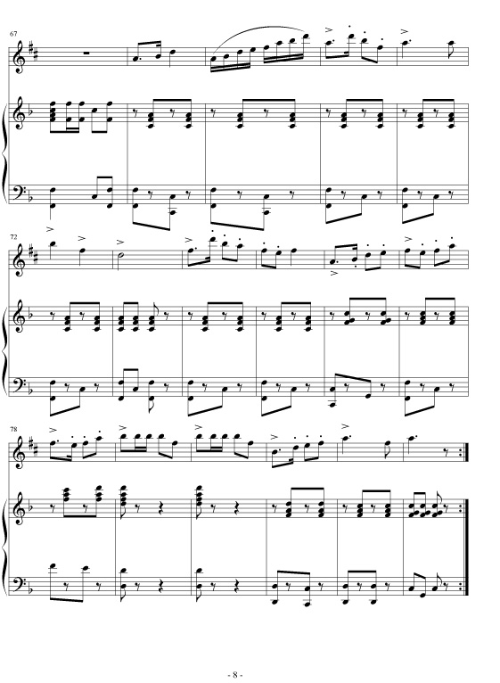 萨克斯《渔舟唱晚》钢琴伴奏谱钢琴曲谱（图8）