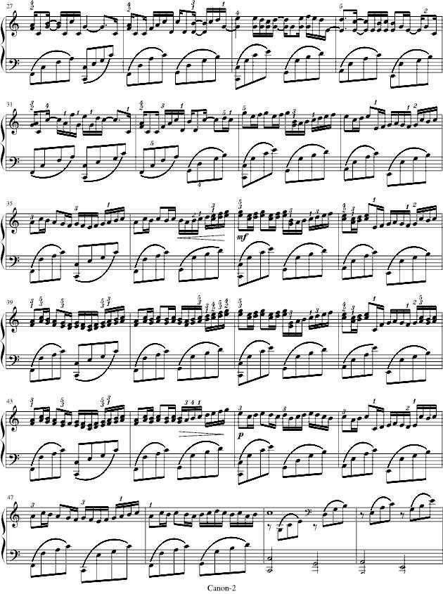 卡农 — George Winston版（附指法）钢琴曲谱（图2）