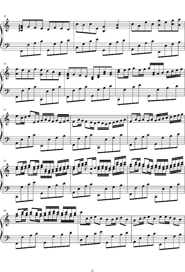KANON（钢琴版摇滚卡农）钢琴曲谱（图2）