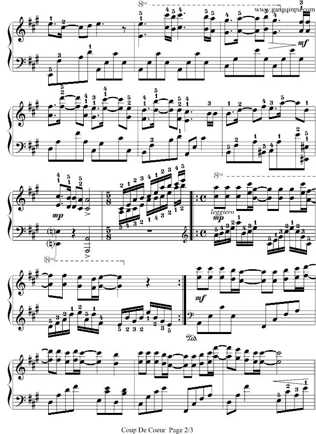 星星小夜曲（带指法）钢琴曲谱（图2）