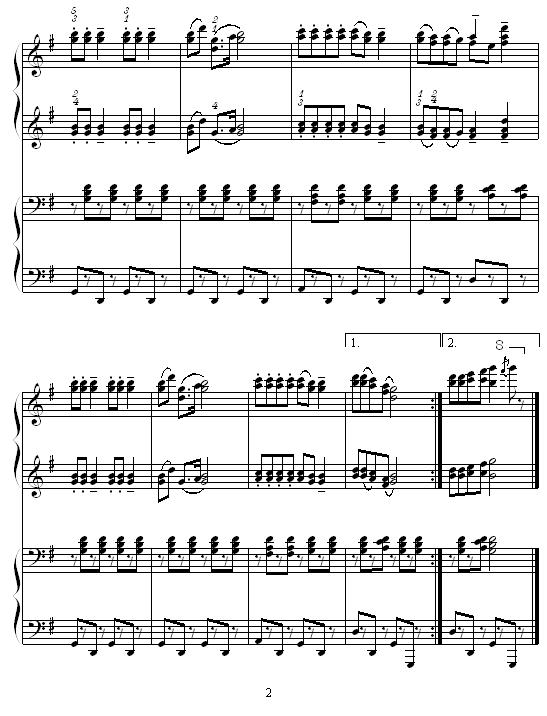 铃儿响丁当（四手联弹）钢琴曲谱（图2）