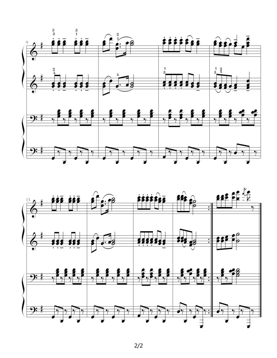 铃儿响丁当（四手联弹）钢琴曲谱（图4）
