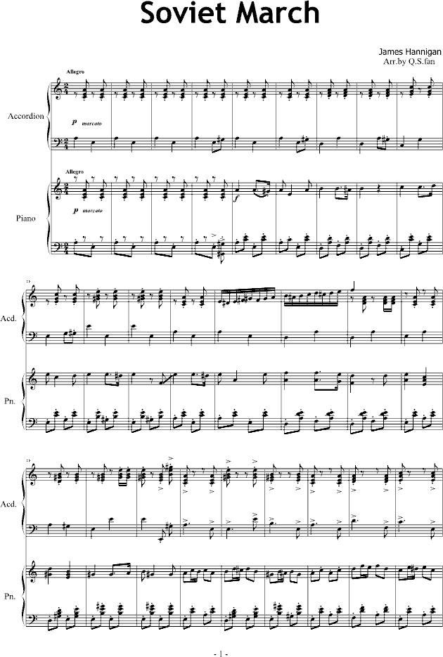 Soviet March钢琴曲谱（图1）