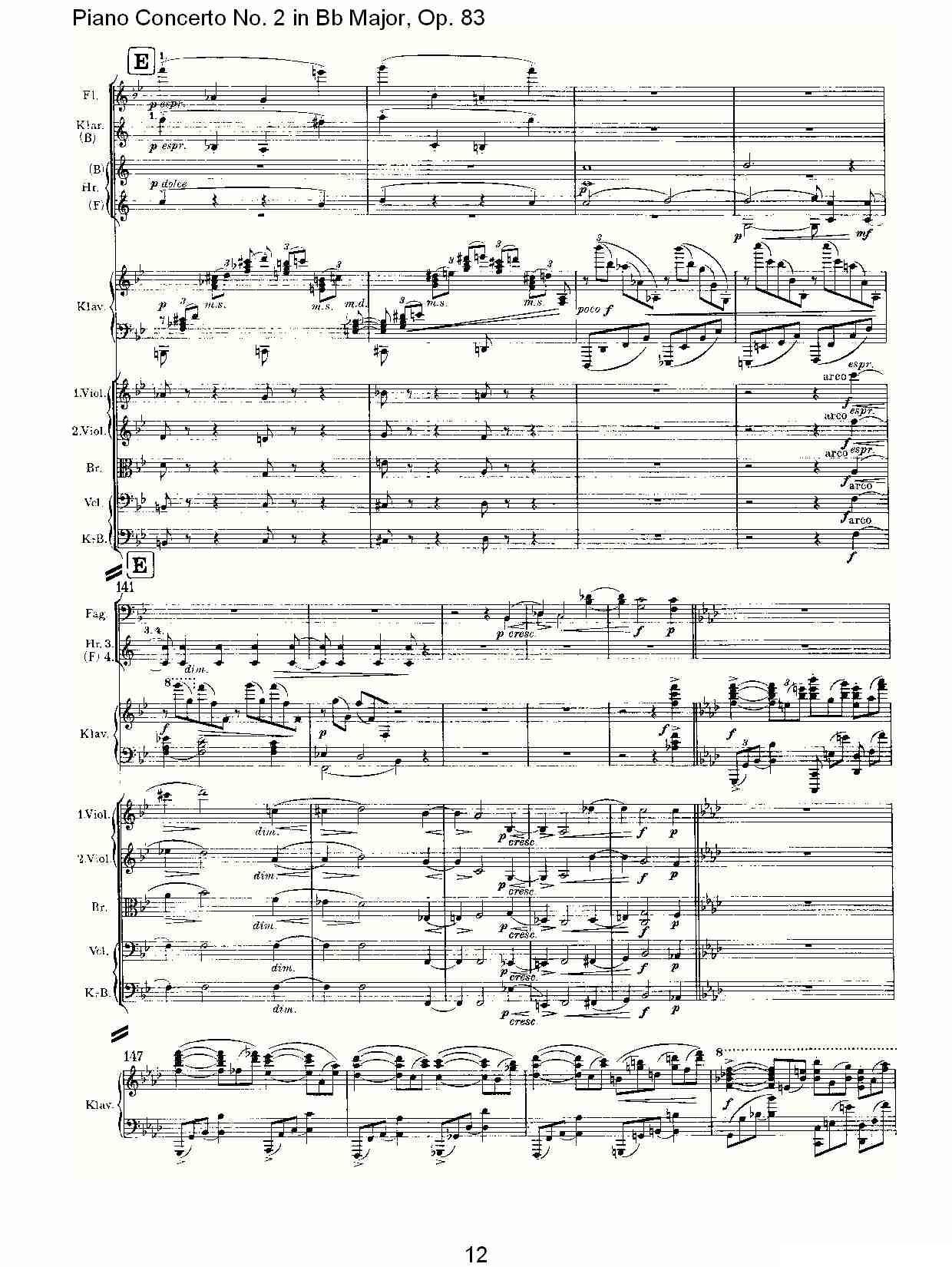 Bb大调钢琴第二协奏曲, Op.83第一乐章（一）钢琴曲谱（图13）