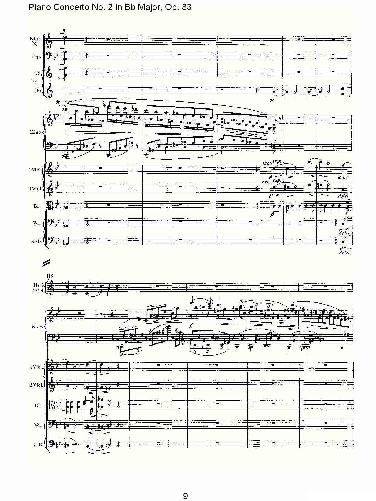 Bb大调钢琴第二协奏曲, Op.83第一乐章（一）钢琴曲谱（图10）